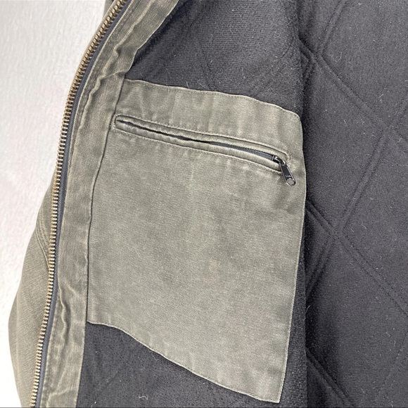 Vintage Carhartt Hooded Jacket Quilt Lined Size XL Army Green Y2K Work Grunge - Picture 7 of 12